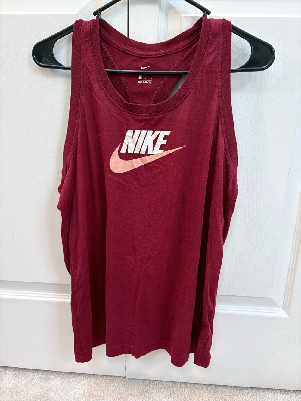 Nike Women's Burgundy Tank with Pink Swoosh Logo